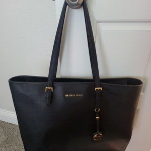 Michael Kors Black Leather Travel/Laptop Tote